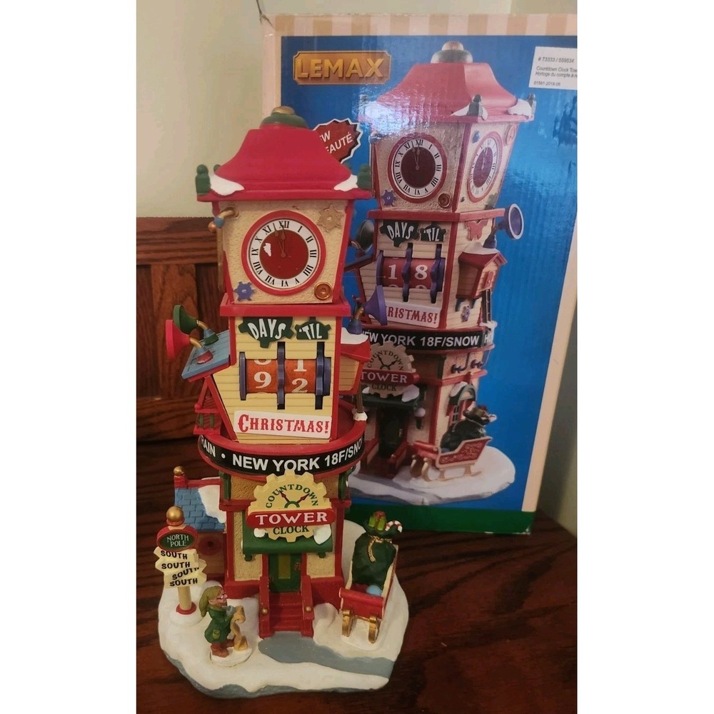 Lemax 2017 Holiday Village Countdown‎ Clock Tower Christmas #73333 W/ Box